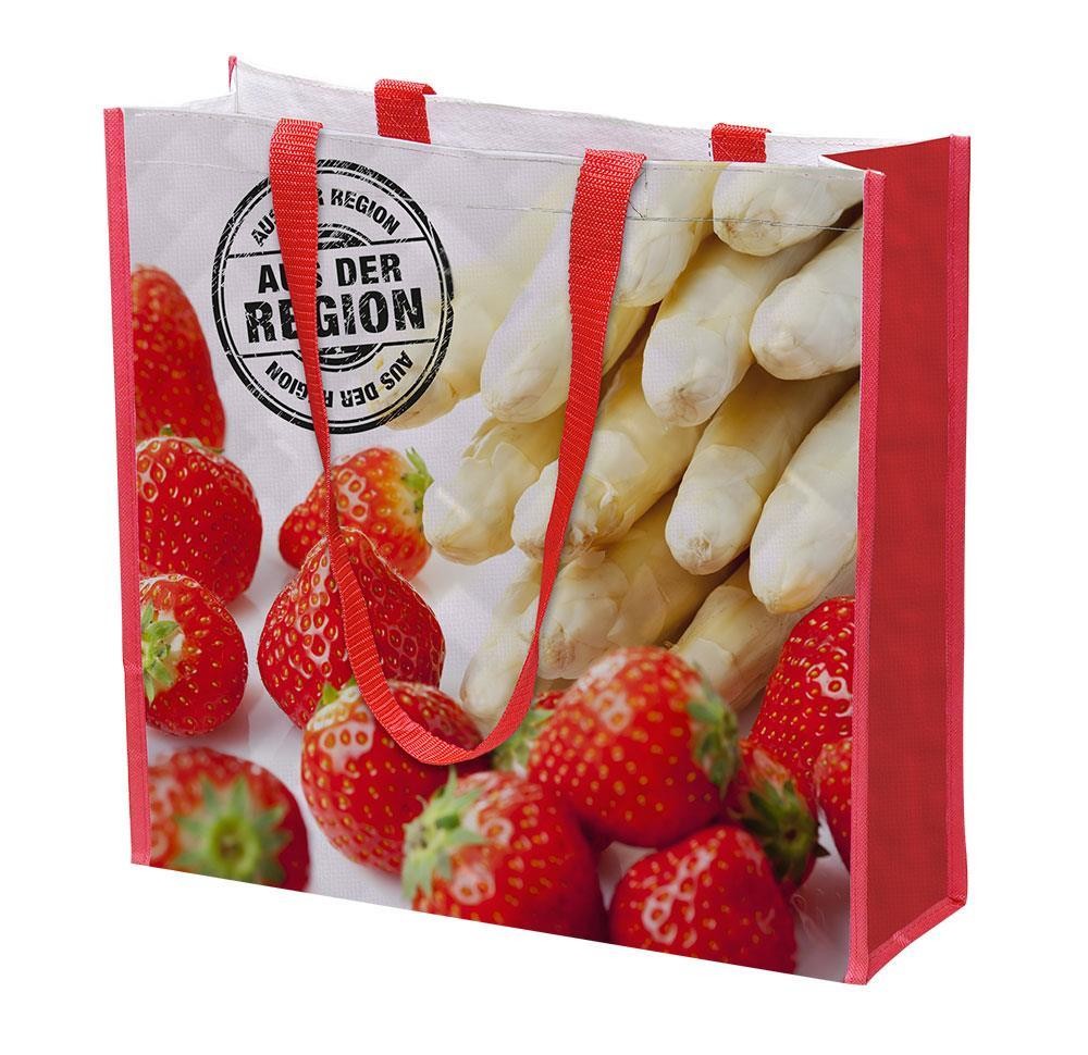 Mehrwegtasche Spargel-/Erdbeerdesign