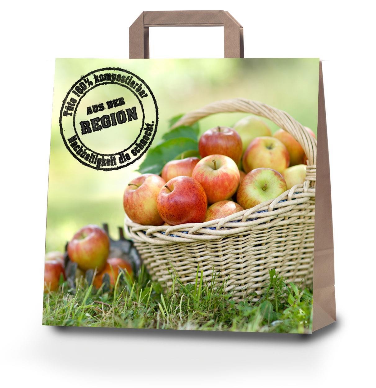 Papiertragetasche "Apfel - Aus der Region"