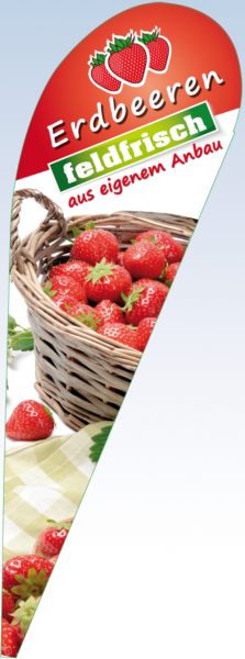 Tropfenbanner Erdbeeren feldfrisch aus eigenem Anbau