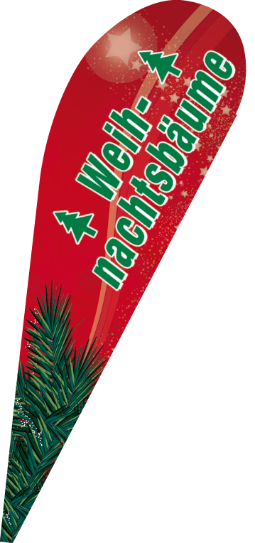 Tropfenbanner Weihnachtsbäume rot (mit Bodenplatte)