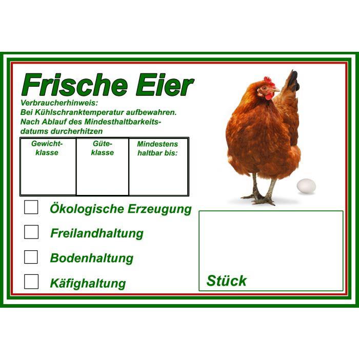 Preistafel laminiert A6 "frische Eier" mit Huhn