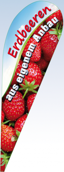 Tropfenbanner Erdbeeren aus eigenem Anbau (mit Gestänge)