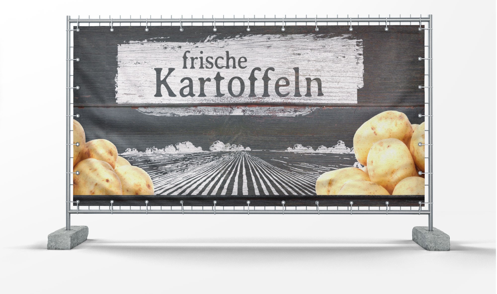 Bauzaun-Banner XXL frische Kartoffeln PVC