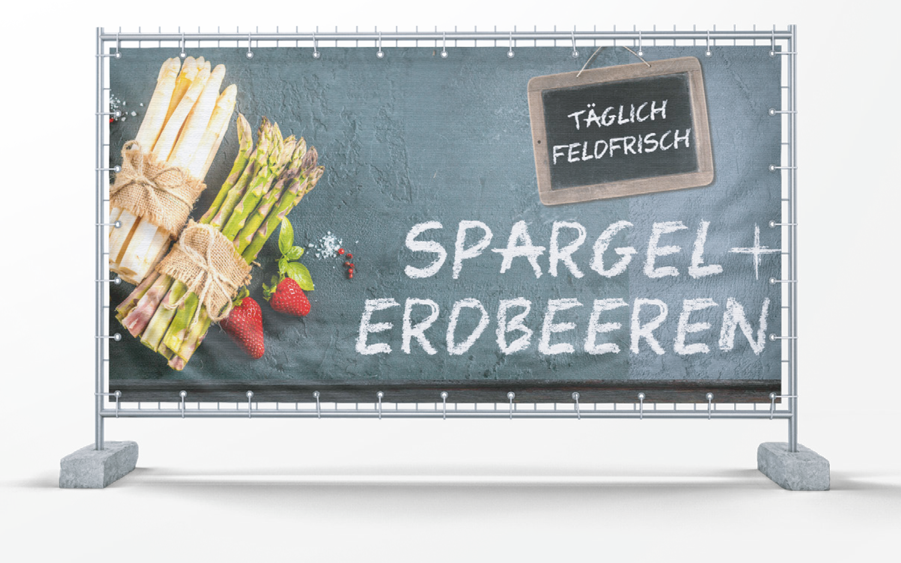 Bauzaun-Banner XXL Spargel + Erdbeeren