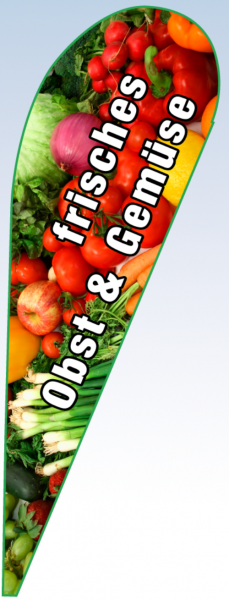 Tropfenbanner Obst u. Gemüse (mit Gestänge)