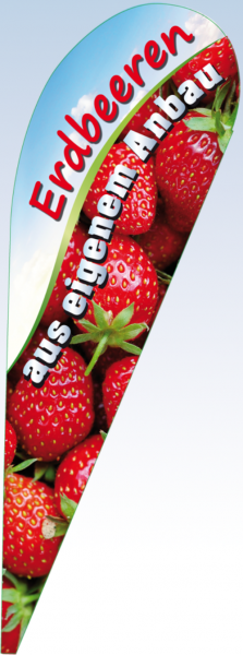 Tropfenbanner Erdbeeren aus eigenem Anbau (nur Tuch)