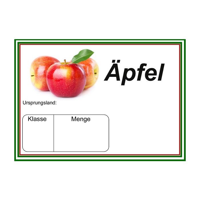 Preistafel laminiert A6 "Äpfel"