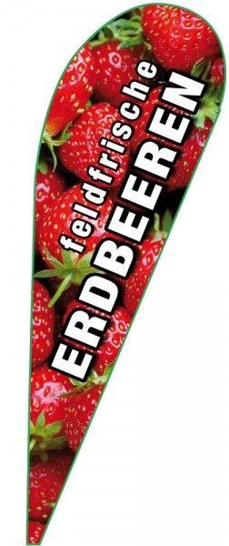 Tropfenbanner "Erdbeere" (mit Erdspieß)