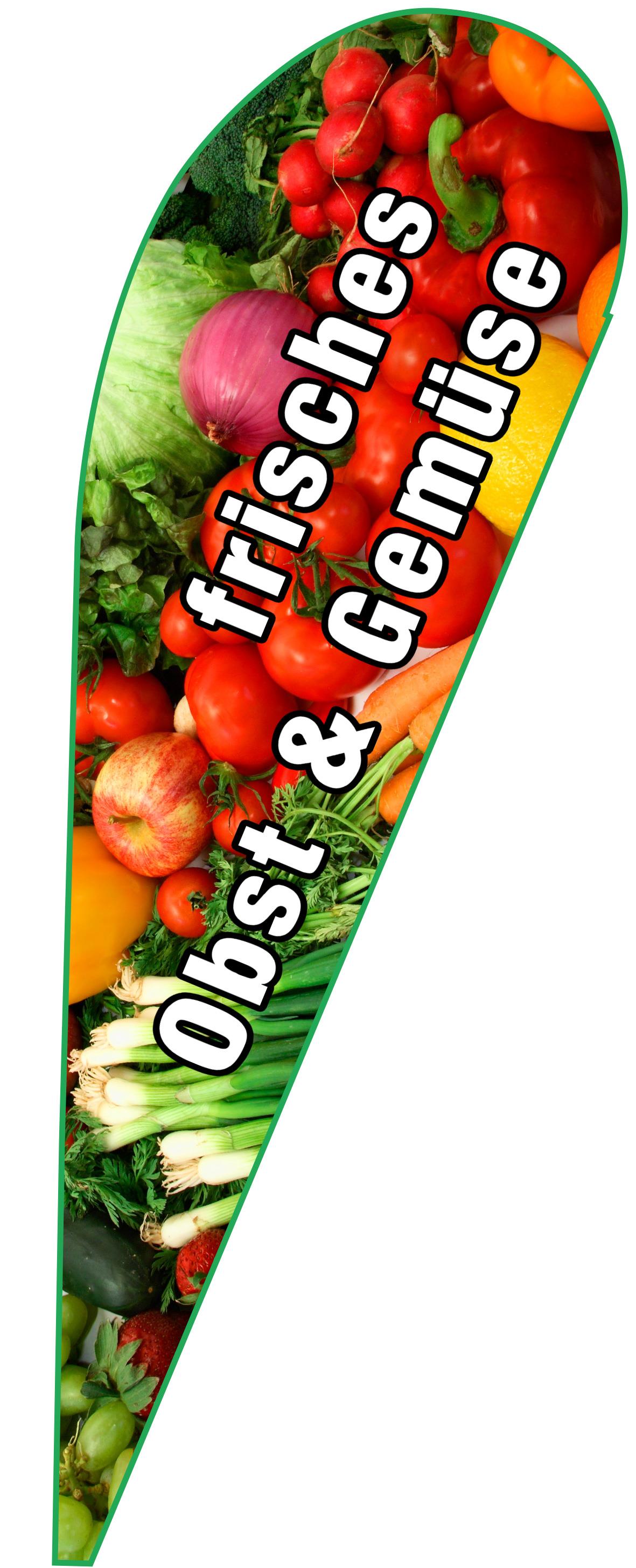 Tropfenbanner Obst & Gemüse (mit Gestänge)