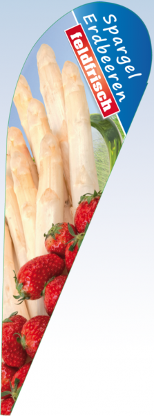 Tropfenbanner Spargel und Erdbeeren feldfrisch (mit Gestänge)