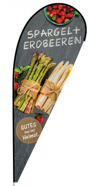 Tropfenbanner feldfrischer Spargel & Erdbeeren (nur Tuch)