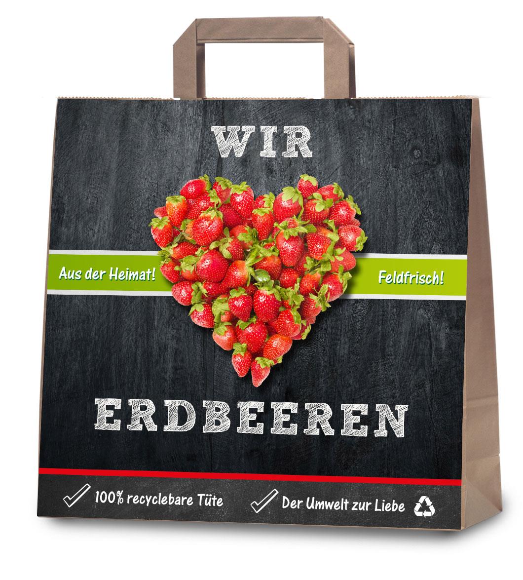 Papiertragetasche  "Erdbeeren"